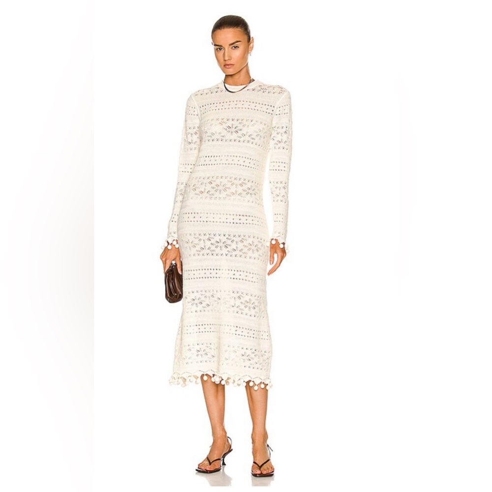 Zimmermann Postcard Texture Knit Maxi Dress Long Sleeve Fitted Size 0